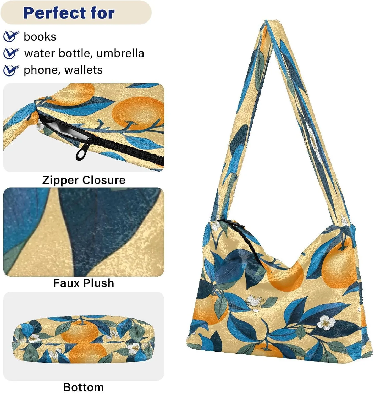 Tropical Leaves on White Women's Shoulder Bag, Long Shoulder Bag, Hand Bag for Ladies