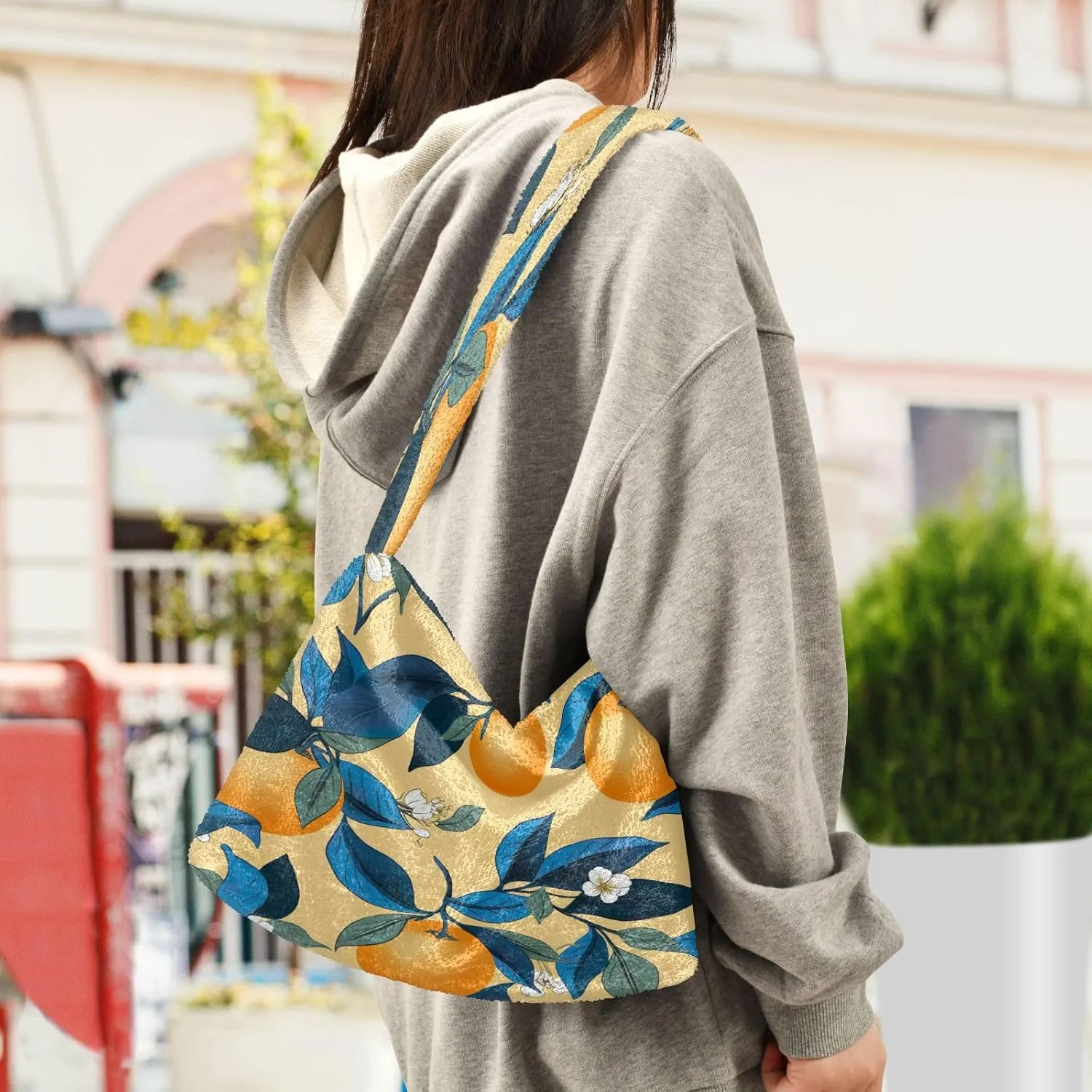 Tropical Leaves on White Women's Shoulder Bag, Long Shoulder Bag, Hand Bag for Ladies
