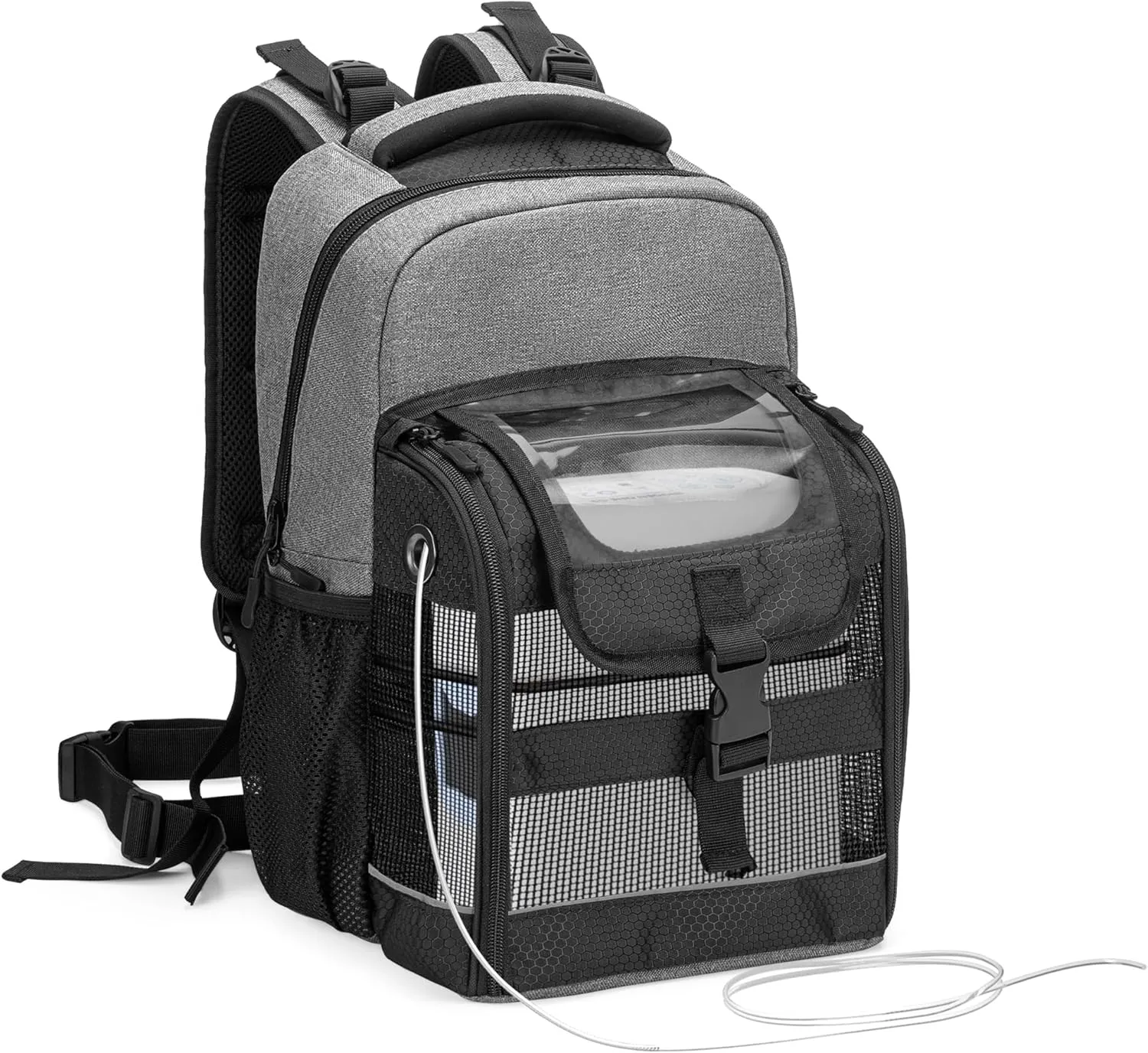 Trunab Portable Oxygen Concentrator Carrying Backpack, POC Bag with Transparent Cover & Multiful Pockets Compatible with Inogen one, Caire Freestyle Comfort, Oxygo, Philips SimplyGo Mini