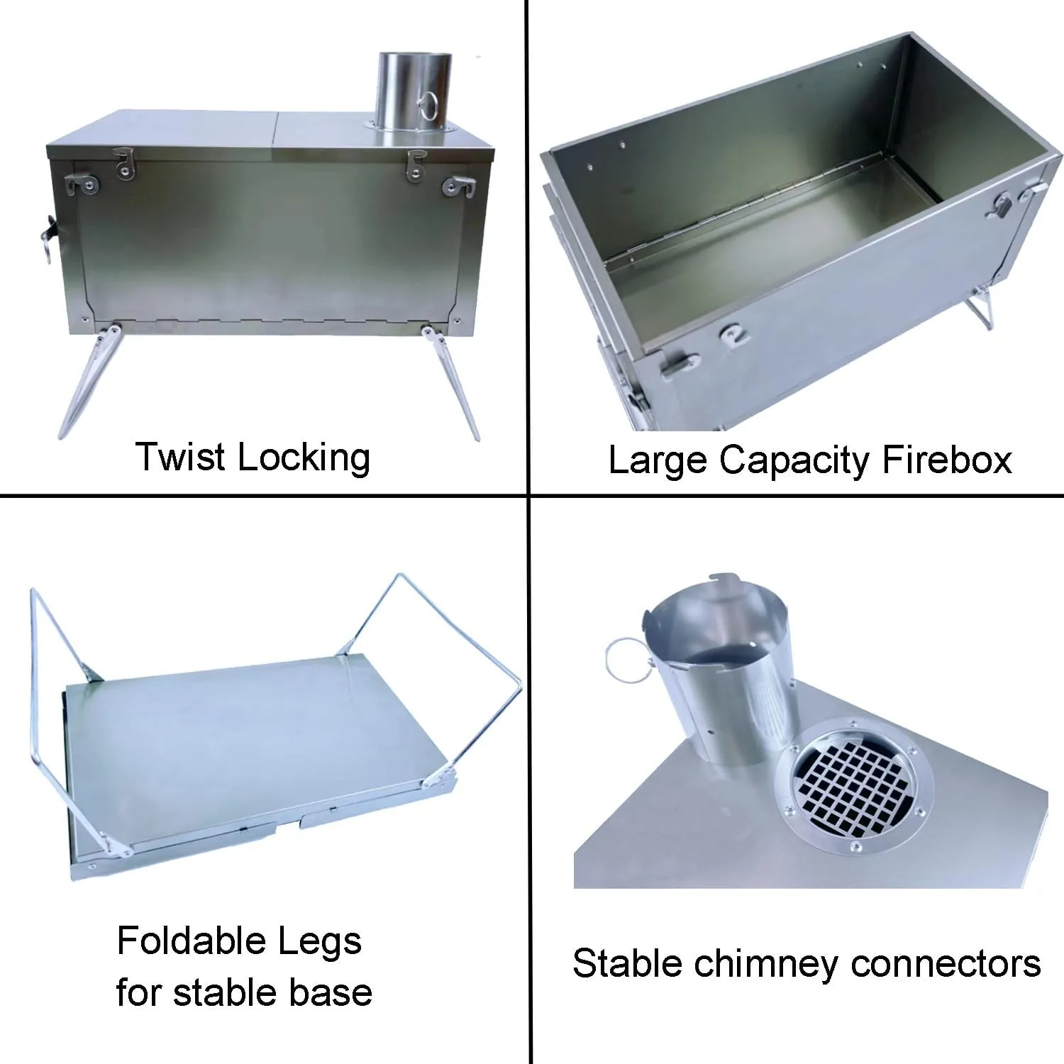 TS07 SECTORWING Titanium Tent Stove, with 8.2ft Titanium Pipe, Wood Burning Stove Backpacking Lightweight Foldable for Outdoor Camping, Hunting, Easy Cooking, Front Window