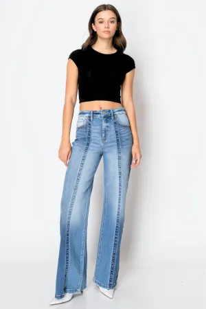 TUMMY CONTROL 90'S VINTAGE HIGH RISE STRETCH WIDE JEANS
