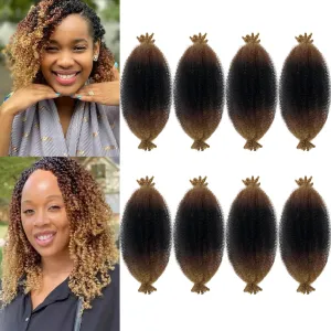 Twisted Up Springy Afro Twist 8 Packs Afro Twist Hair 8 Inch Marley Hair 1B/30/27 Kinky Curly Braiding Hair for Butterfly Locs Ombre Blonde Cuban Twist Hair Synthetic Spring Twist Hair Extensions