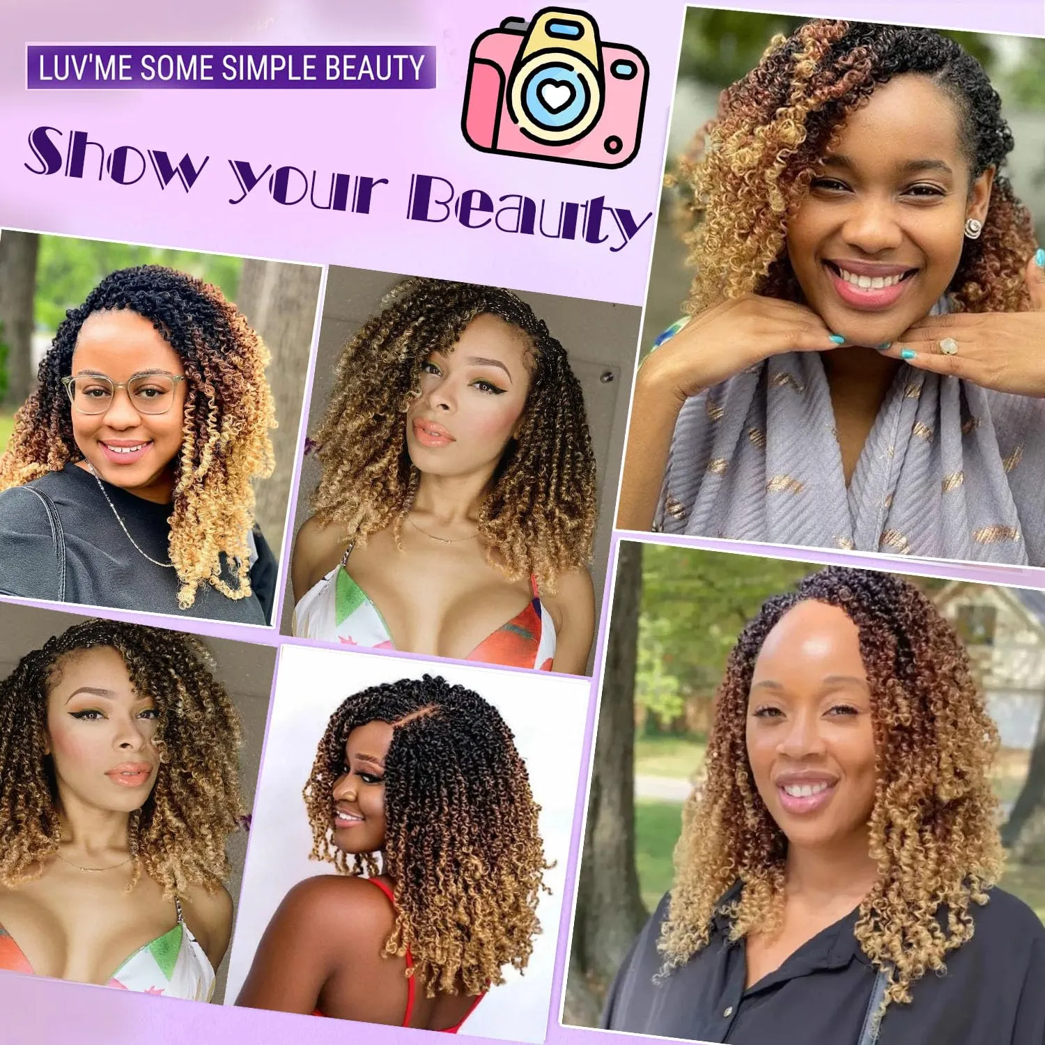 Twisted Up Springy Afro Twist 8 Packs Afro Twist Hair 8 Inch Marley Hair 1B/30/27 Kinky Curly Braiding Hair for Butterfly Locs Ombre Blonde Cuban Twist Hair Synthetic Spring Twist Hair Extensions