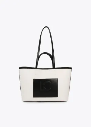 Two-tone faux leather tote bag
