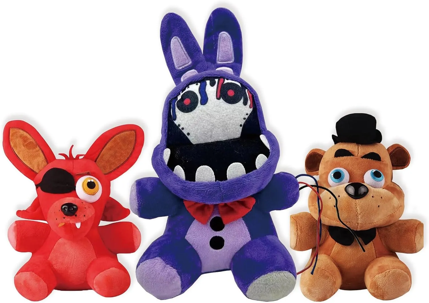 TZMAPU Fazbear Plush Foxy, Withered Purple Bunny, Stuffed Animal Figure Toys Gift for Kids, Security Breach Plush for Lovers (3PCS)