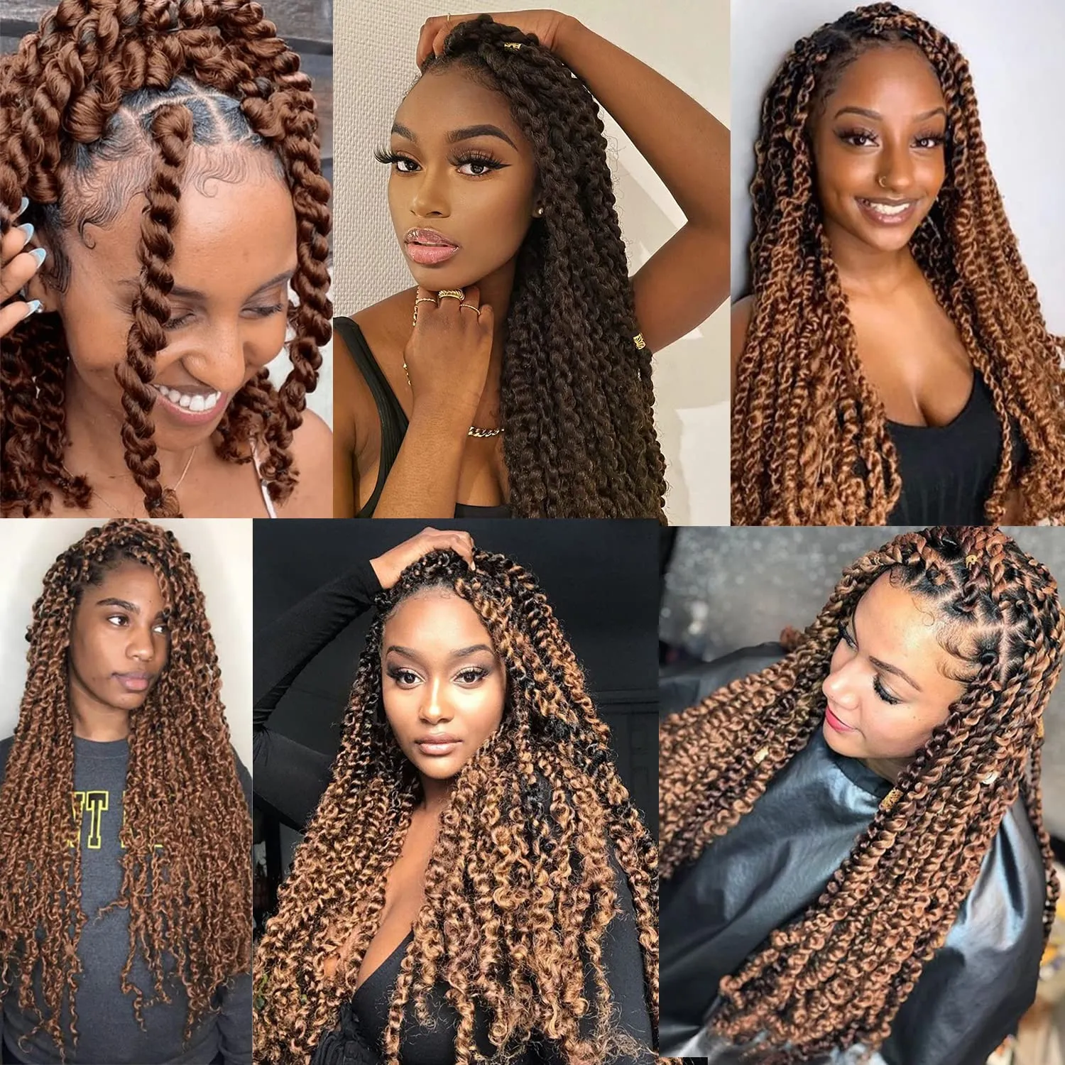 Ubeleco 18 Inch Passion Twist Hair, Water Wave Crochet Hair Darker Brown Passion Twist Crochet Hair for Women 6 Packs Long Bohemian Synthetic Curly Braiding Hair Extensions(6pcs,#30)