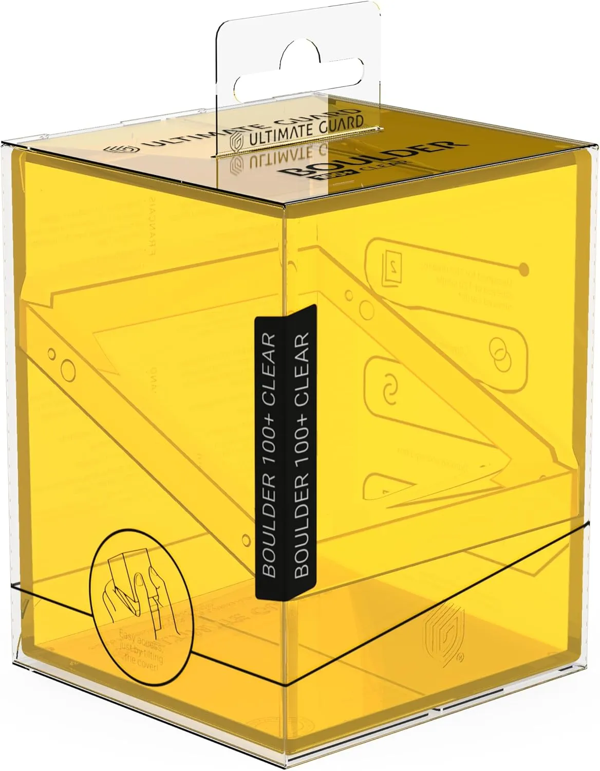 Ultimate Guard Boulder 100  Clear, Deck Case for 100 Double-Sleeved TCG Cards, Amber, Secure & Durable Storage for Trading Card Games, Transparent