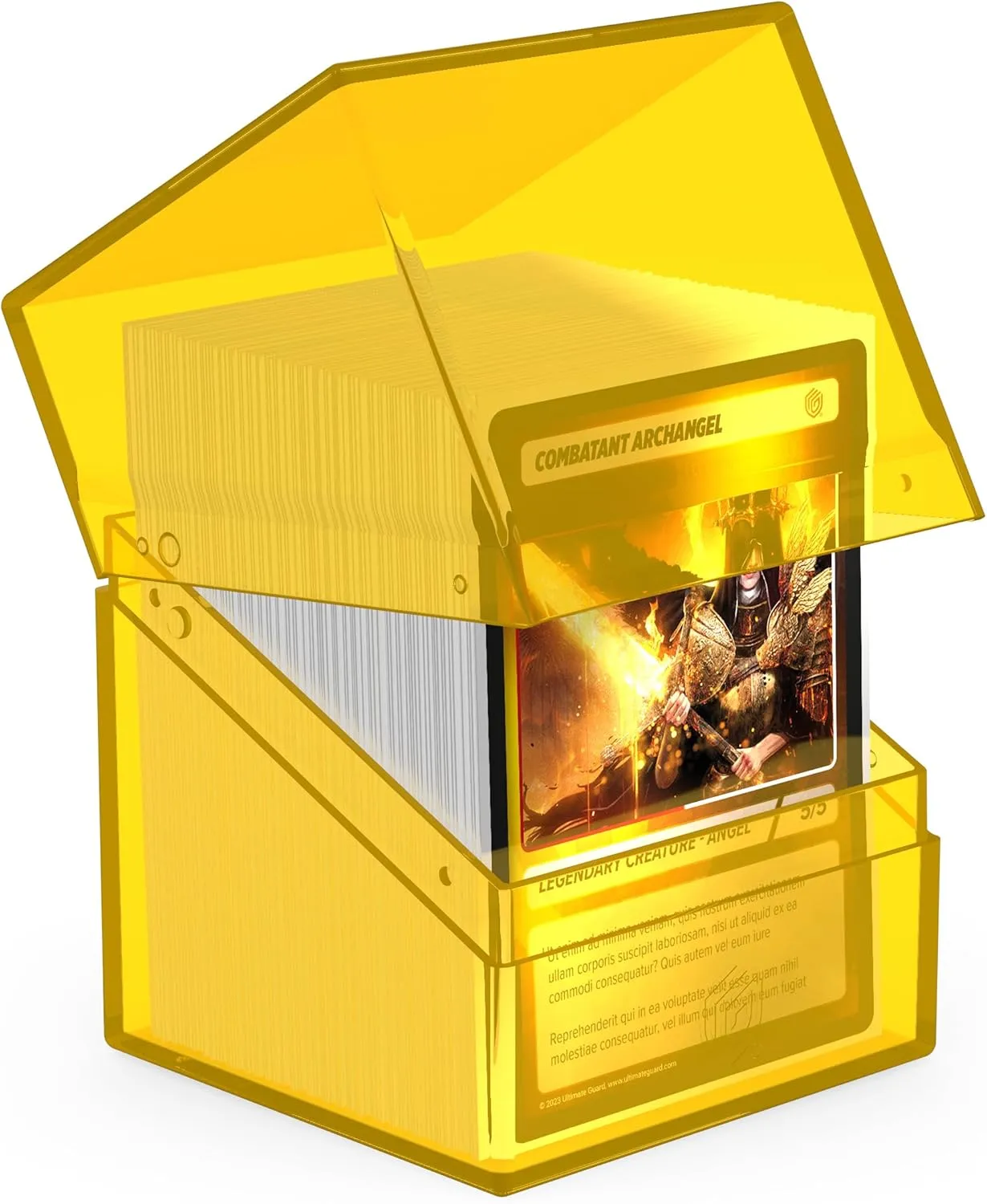 Ultimate Guard Boulder 100  Clear, Deck Case for 100 Double-Sleeved TCG Cards, Amber, Secure & Durable Storage for Trading Card Games, Transparent