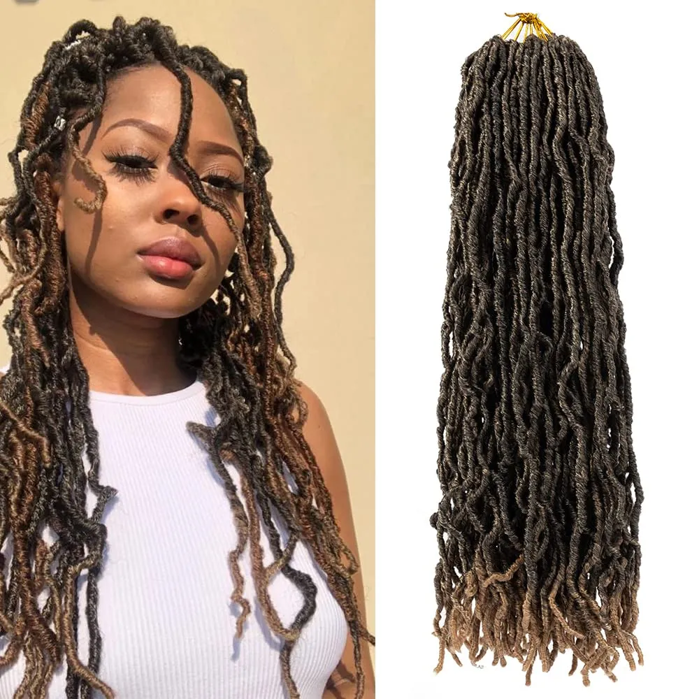 Umylar Faux Locs Crochet Hair 24 inch 7 Packs Soft Locs Crochet Hair Pre Looped Goddess Curly Wavy Synthetic Crochet Hair For Black Women (24 Inch, 7Packs, 1B/27#)