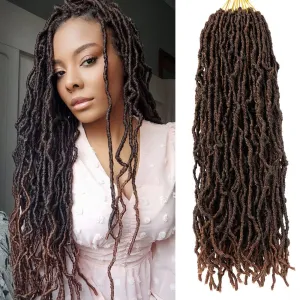 Umylar Faux Locs Crochet Hair 24 inch 7 Packs Soft Locs Crochet Hair Pre Looped Goddess Curly Wavy Synthetic Crochet Hair For Black Women (24 Inch, 7Packs, 1B/30#)
