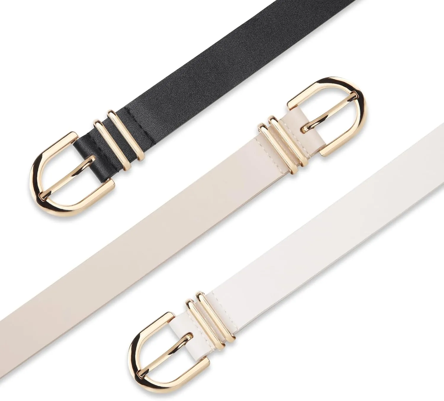 UnFader Pack 3 Women Belts for Jeans Pants, Fashion Gold Buckle Leather Belts