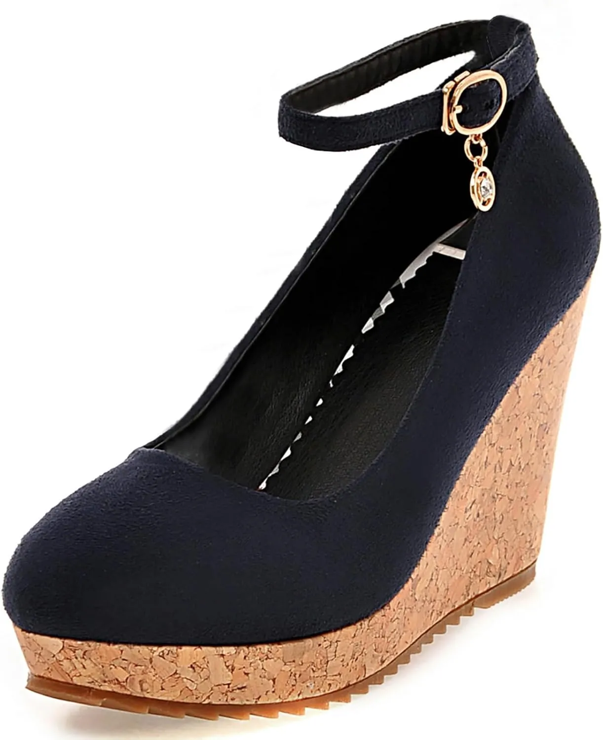Uniquelly Womens Wedge Mary Janes Thick Platform High Heel Pumps Ankle Strap Round Toe Fashion Shoes