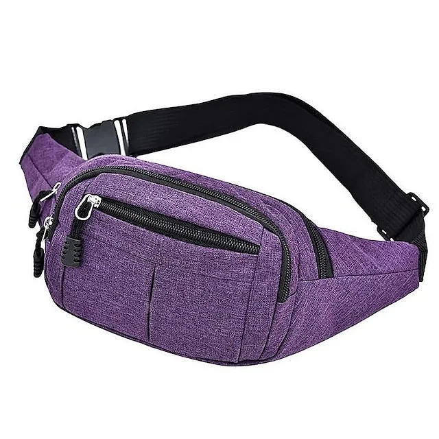 Unisex Multi-Pocket Canvas Crossbody Waist Bag, Adjustable Belt Fanny Pack for Travel, Outdoor, and Daily Use