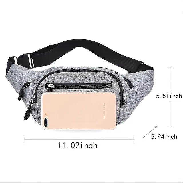 Unisex Multi-Pocket Canvas Crossbody Waist Bag, Adjustable Belt Fanny Pack for Travel, Outdoor, and Daily Use
