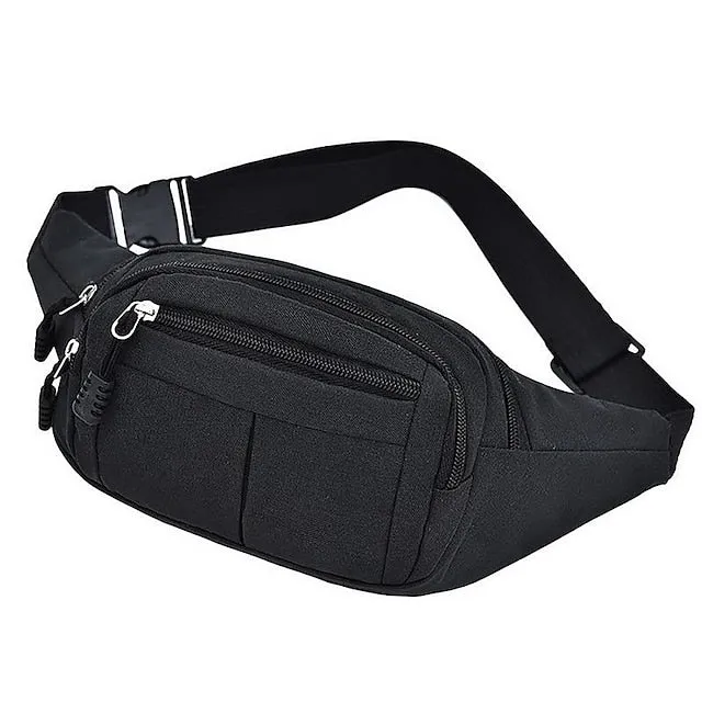 Unisex Multi-Pocket Canvas Crossbody Waist Bag, Adjustable Belt Fanny Pack for Travel, Outdoor, and Daily Use