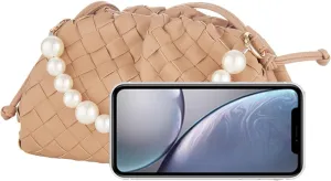 UPSONG Woven Dumpling Crossbody Bag for Women PU Leather Cloud Handbag Clutch Purse Soft Shoulder Bags with Detachable Strap