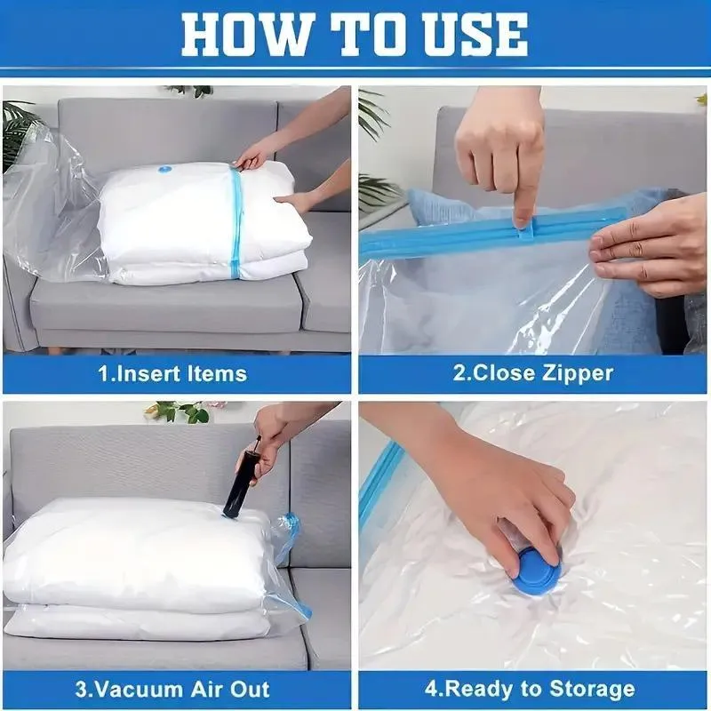 Vacuum Compression Storage Bag with Pump Clothes Organizer Space Saving Bags