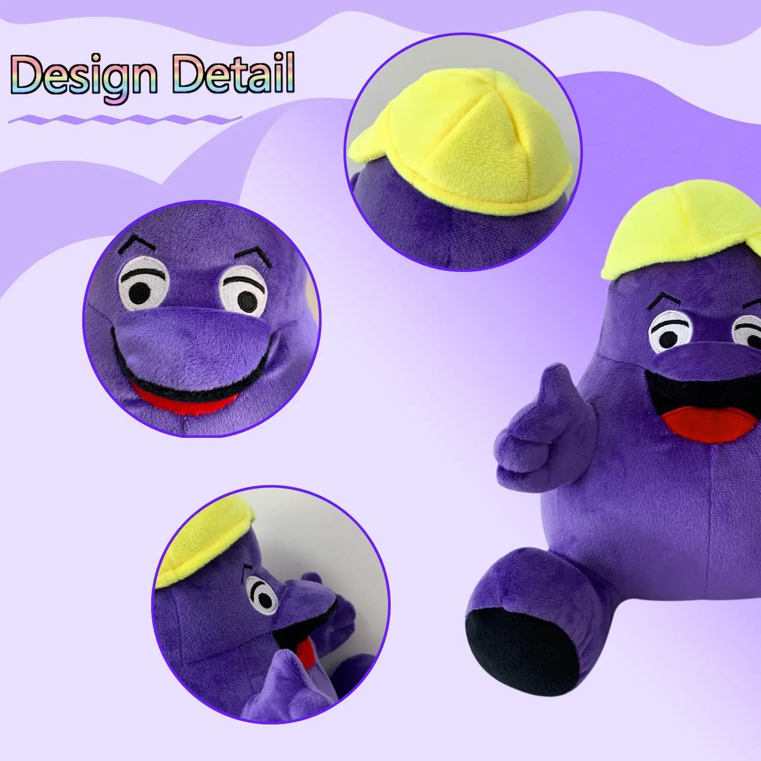 VAOUX Grimace Plush,2PCS Grimace Shake Yellow Hat Plush Toy,Stuffed Animal Toy Game Doll Toy Fans Anime Great Gift for Boys and Girls (2pcs)