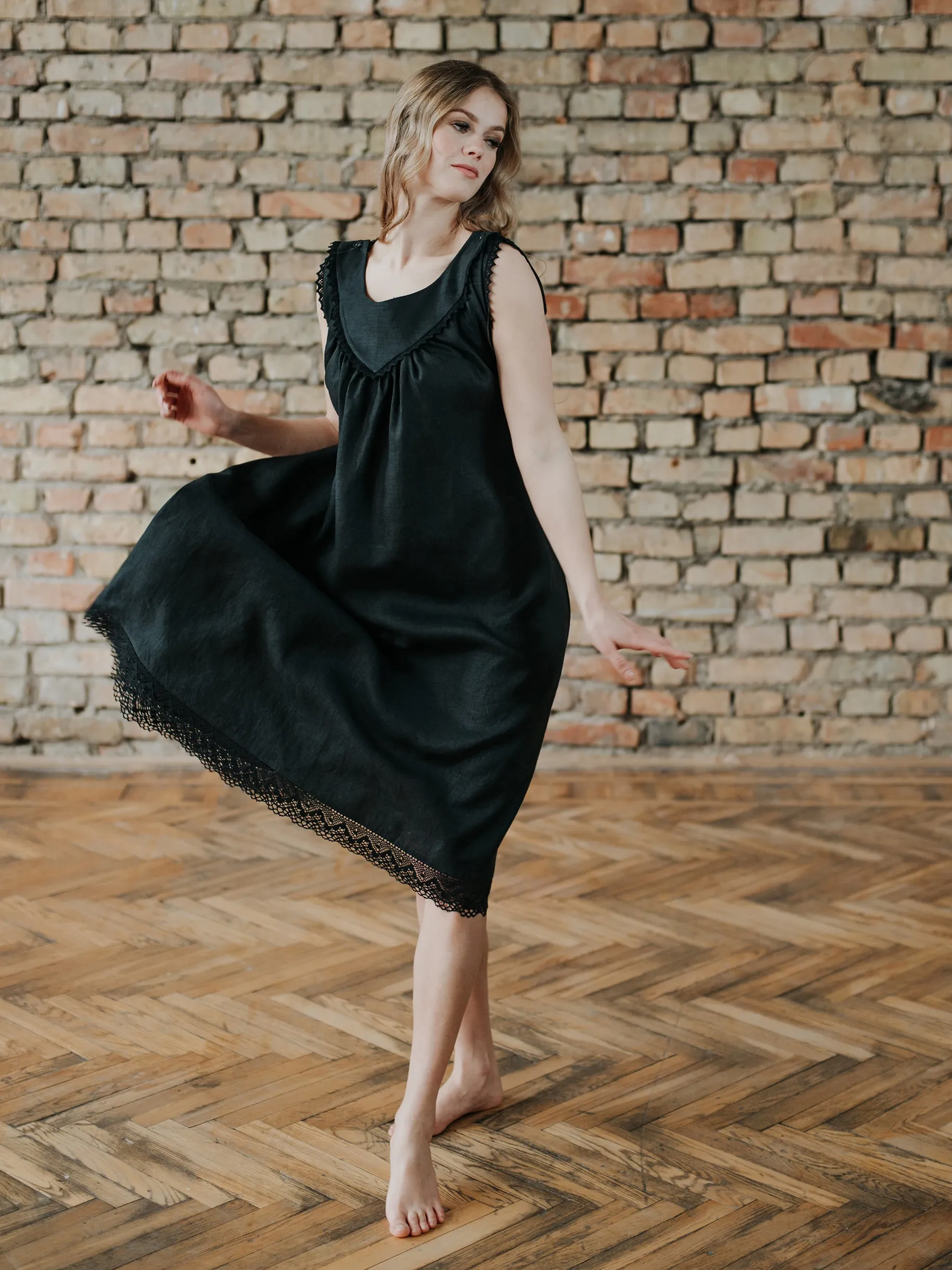 Vecpiebalga Treasure Gown in Black Linen