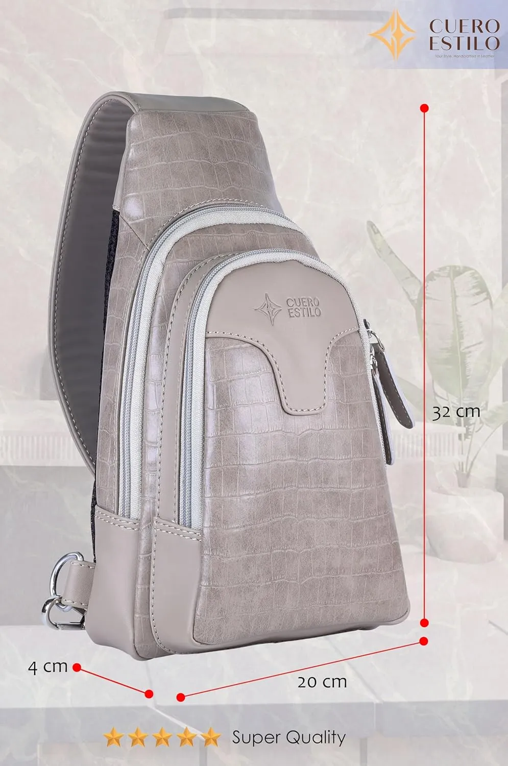 Vegan Leather Crossbody Bag - Unisex, Water-Resistant, Anti-Theft with Adjustable Strap.