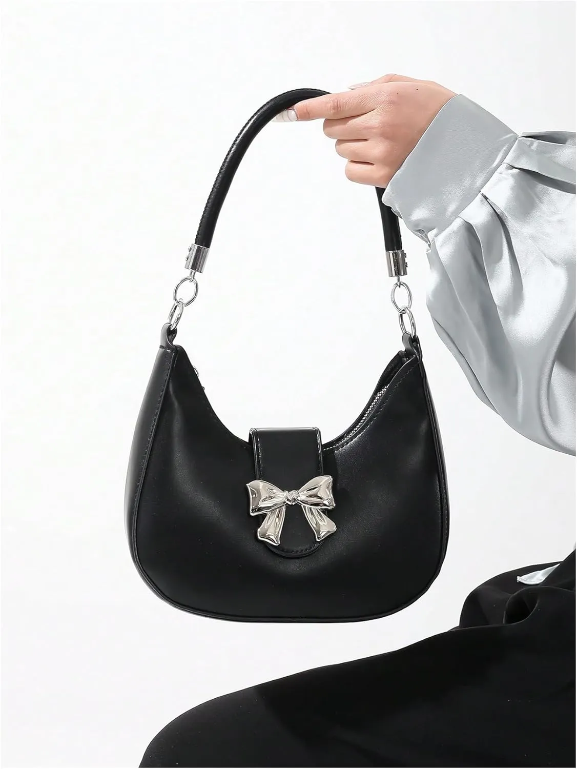 Verdusa Women's Bow Crescent Shoulder Bags PU Leather Crossbody Purses