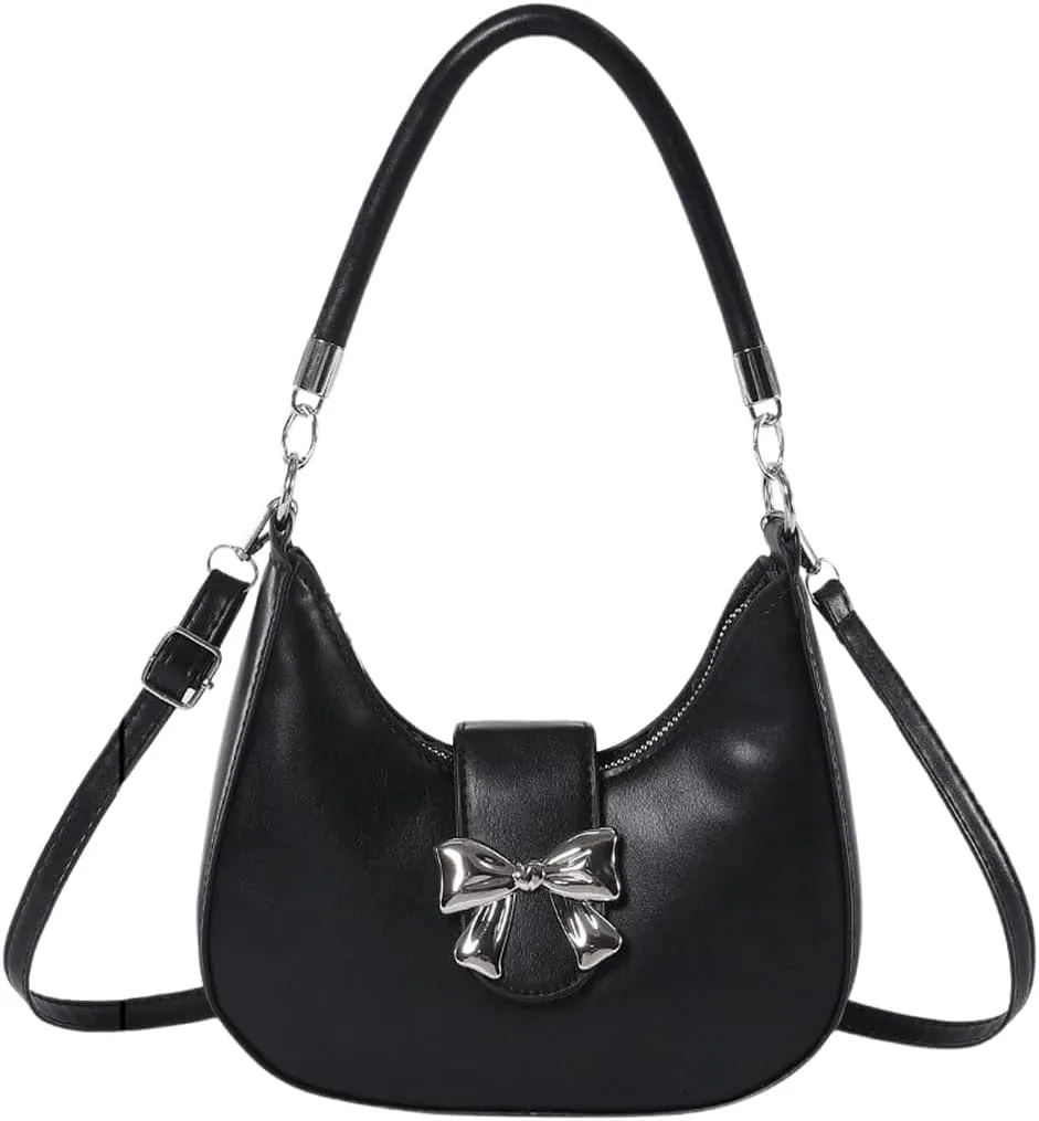 Verdusa Women's Bow Crescent Shoulder Bags PU Leather Crossbody Purses