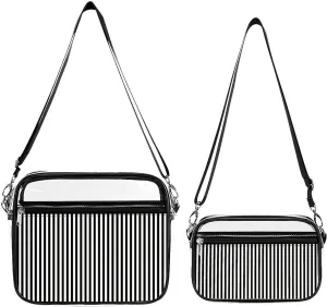 Vertical Gold Black And White Stripes Transparent Cross Bag Two-piece Set