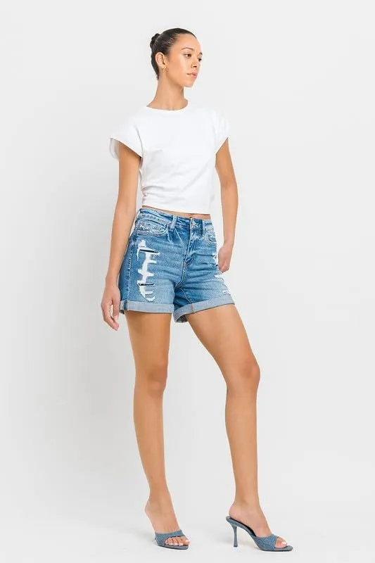 Vervet by Flying Monkey Women's High Rise Double Cuff Shorts