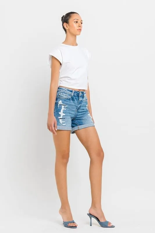 Vervet by Flying Monkey Women's High Rise Double Cuff Shorts