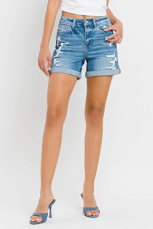 Vervet by Flying Monkey Women's High Rise Double Cuff Shorts