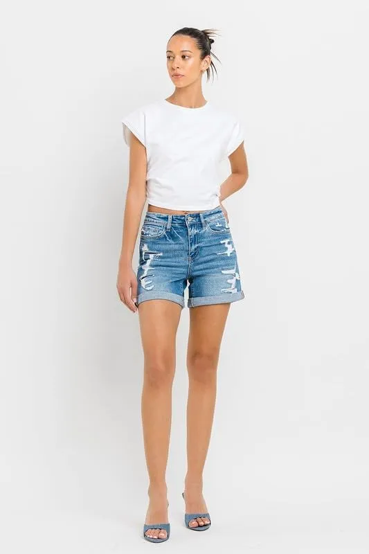 Vervet by Flying Monkey Women's High Rise Double Cuff Shorts