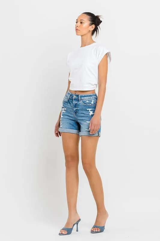 Vervet by Flying Monkey Women's High Rise Double Cuff Shorts