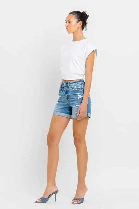 Vervet by Flying Monkey Women's High Rise Double Cuff Shorts
