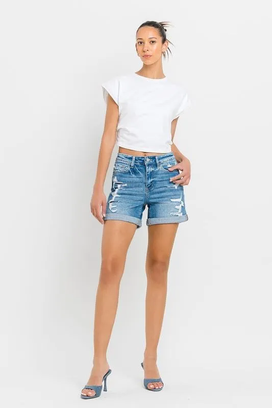 Vervet by Flying Monkey Women's High Rise Double Cuff Shorts
