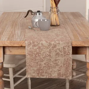 VHC Brands Rebecca Crimson Farmhouse Vintage Dining Room Distressed Pattern Table Runner 13x90