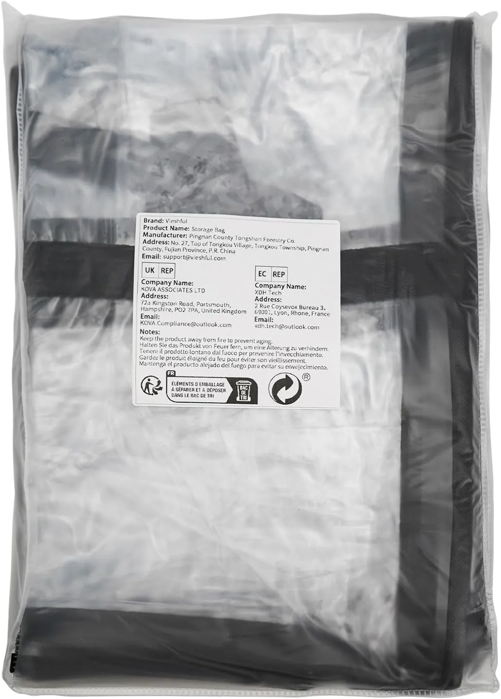 Vieshful 3 Pack Clear Clothes Storage Bag, 40L Zippered Closet Organizer, Plastic Storage Containers Moving bags for Comforter, Blanket, Bedding, Duvet, Toys (Grey)