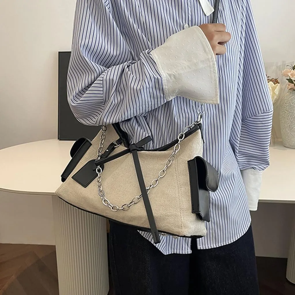 Vintage Cotton Linen Shoulder Bag Large Capacity Crossbody Purse for Women