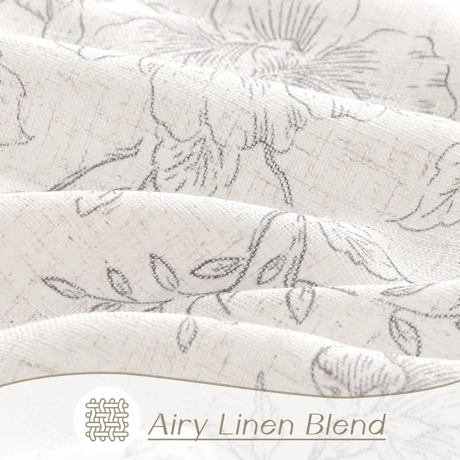 Vintage Floral Curtains 84 inch Length 2 Panels Set for Living Room Grey and Cream Printed Curtains Back Tab Neutral Farmhouse Bedroom Curtains Cottage Style Pretty Flower Patterned Linen Drapes