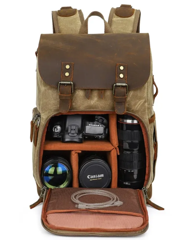 Vintage Leather Camera Backpack  | Mount Cook
