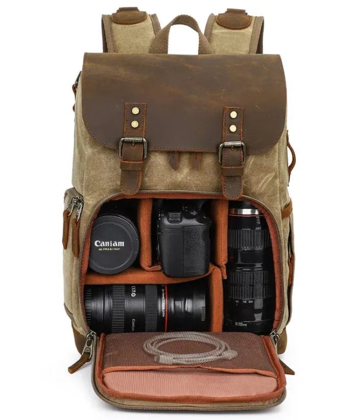 Vintage Leather Camera Backpack  | Mount Cook