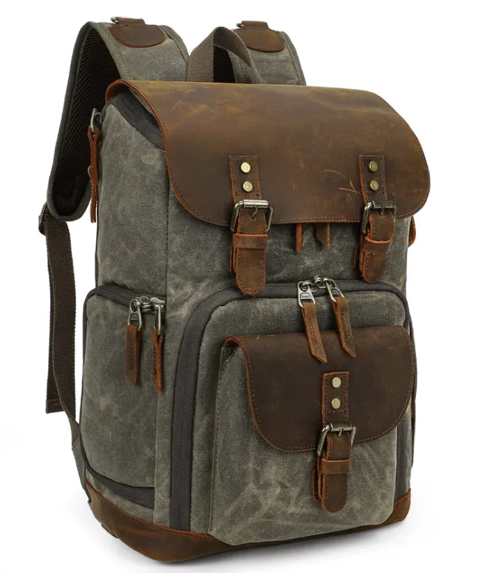 Vintage Leather Camera Backpack  | Mount Cook
