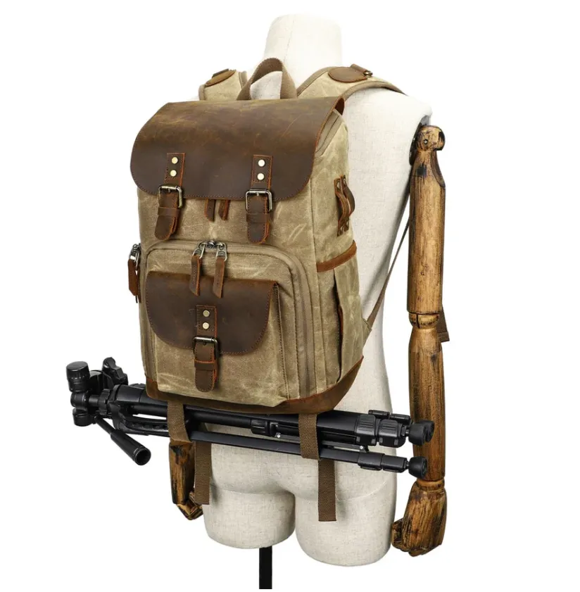 Vintage Leather Camera Backpack  | Mount Cook