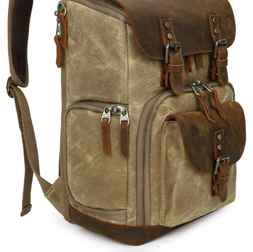 Vintage Leather Camera Backpack  | Mount Cook