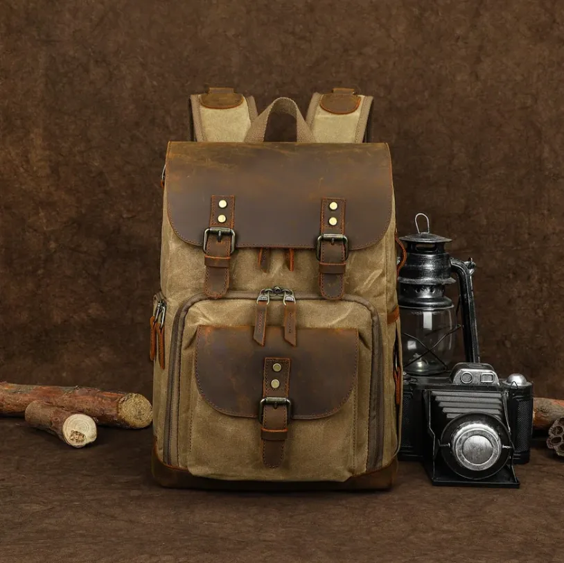 Vintage Leather Camera Backpack  | Mount Cook