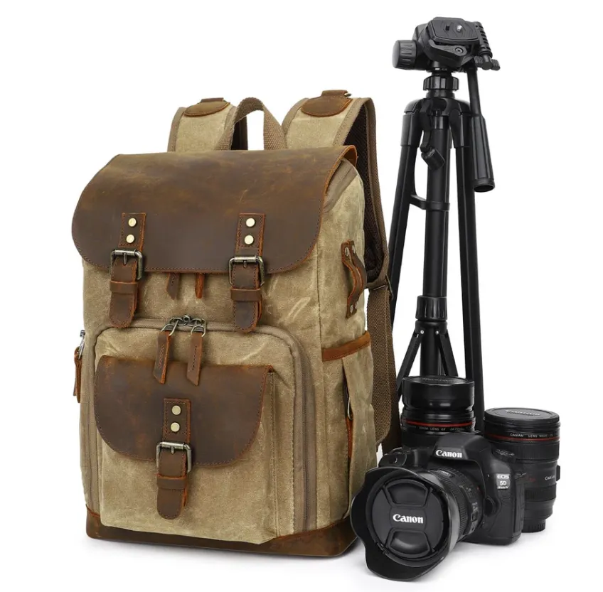 Vintage Leather Camera Backpack  | Mount Cook