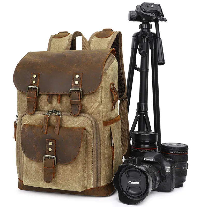 Vintage Leather Camera Backpack  | Mount Cook