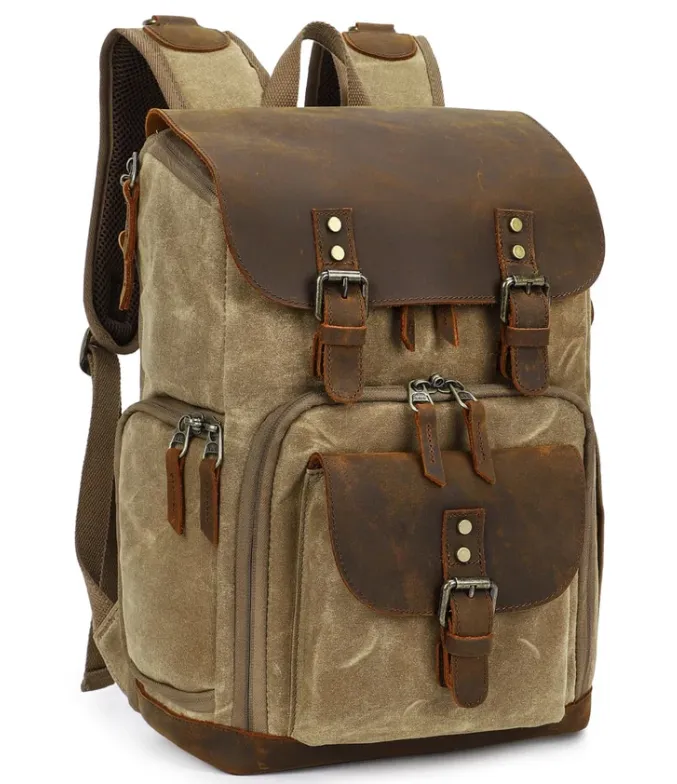 Vintage Leather Camera Backpack  | Mount Cook