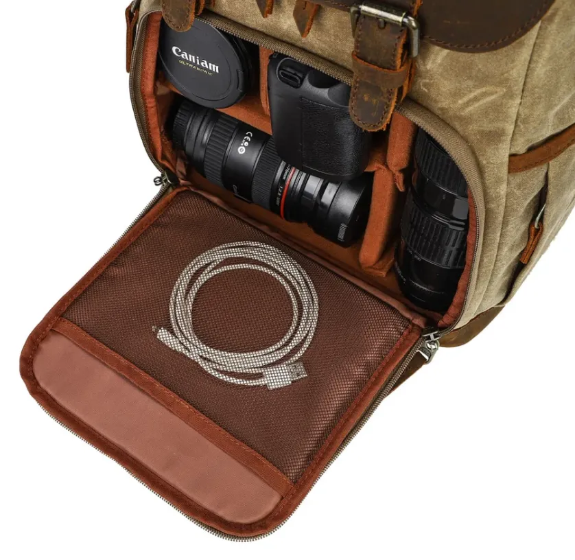 Vintage Leather Camera Backpack  | Mount Cook