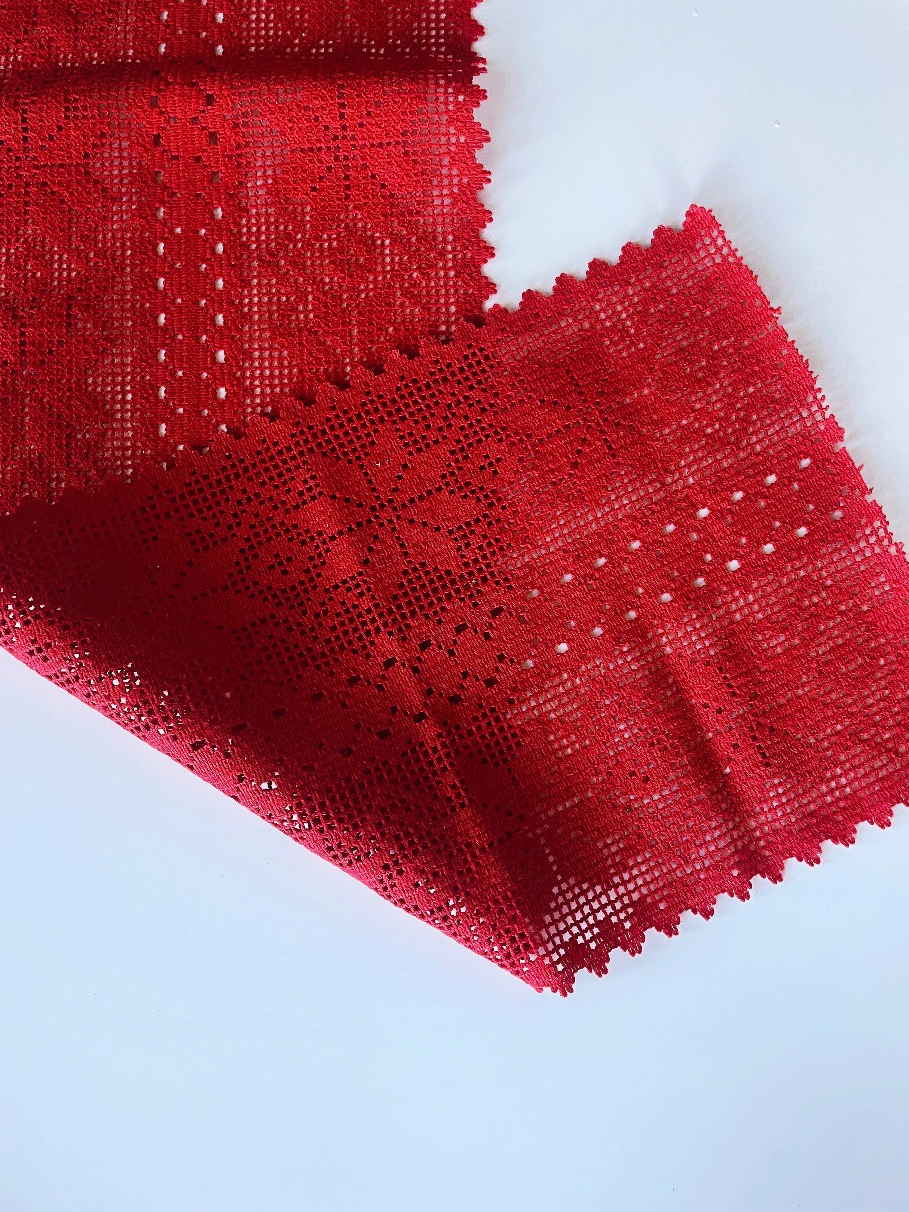 Vintage Red Lace Christmas Table runner