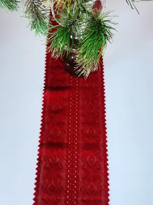 Vintage Red Lace Christmas Table runner